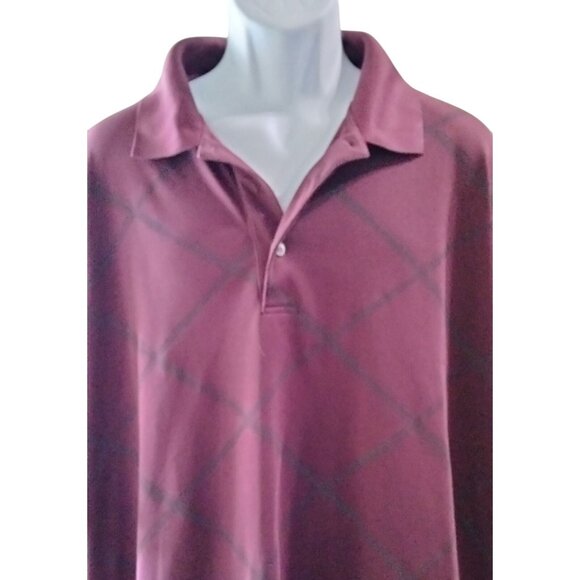 Roundtree & Yorke Size 3XT Polo Shirt Mens Performance Burgundy Diamond Pattern - Picture 3 of 8